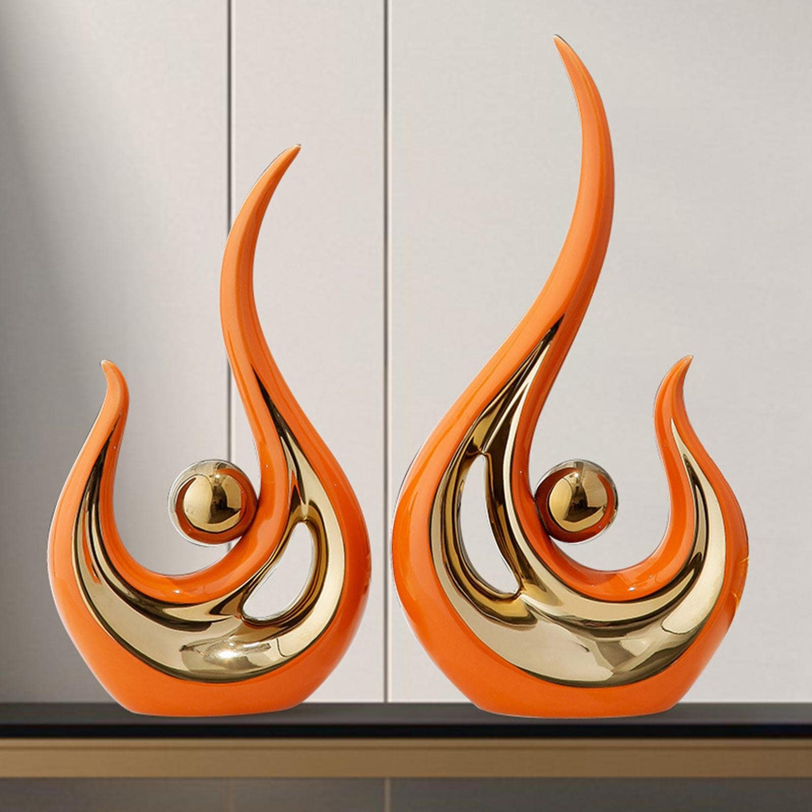 2 Pcs Keramik Statuen Abstrakt Paar Phoenix Geformte Kunst Statue Bücherregal TV Schrank Wohnzimmer Schlafzimmer Dekoration