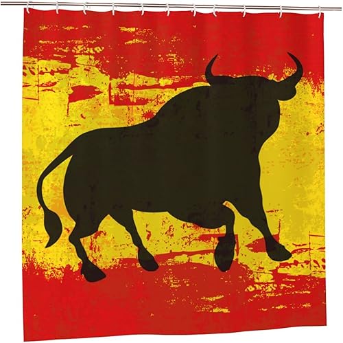Miniatura 2 de GURUSS Cortina de ducha de toro español, cortinas de ducha impermeables para baño, cortinas de baño para decoración de baño, juego de cortina de