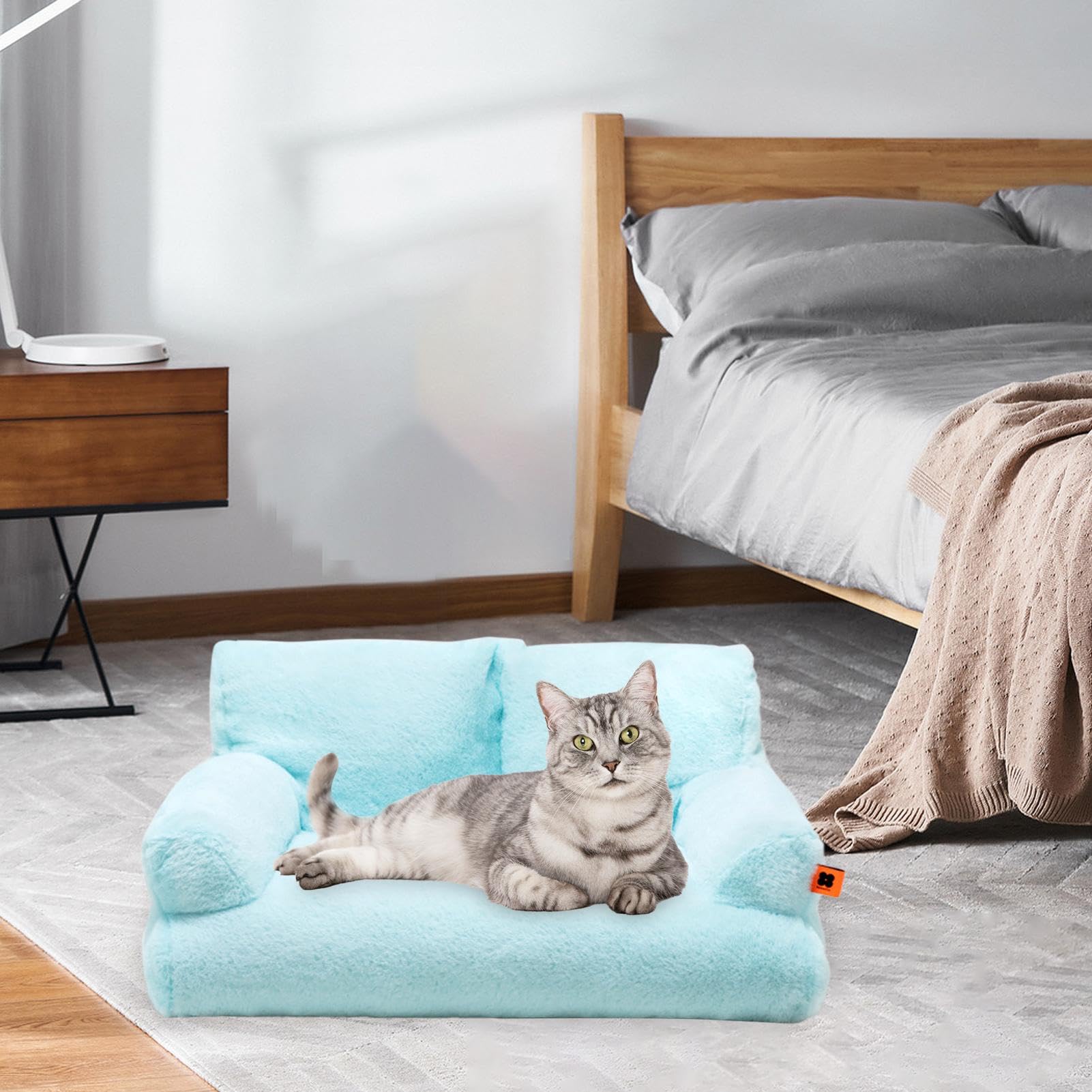 Sofá Cama para Gatos de Felpa Lavable con Fondo Antideslizante para Mascotas Pequeñas