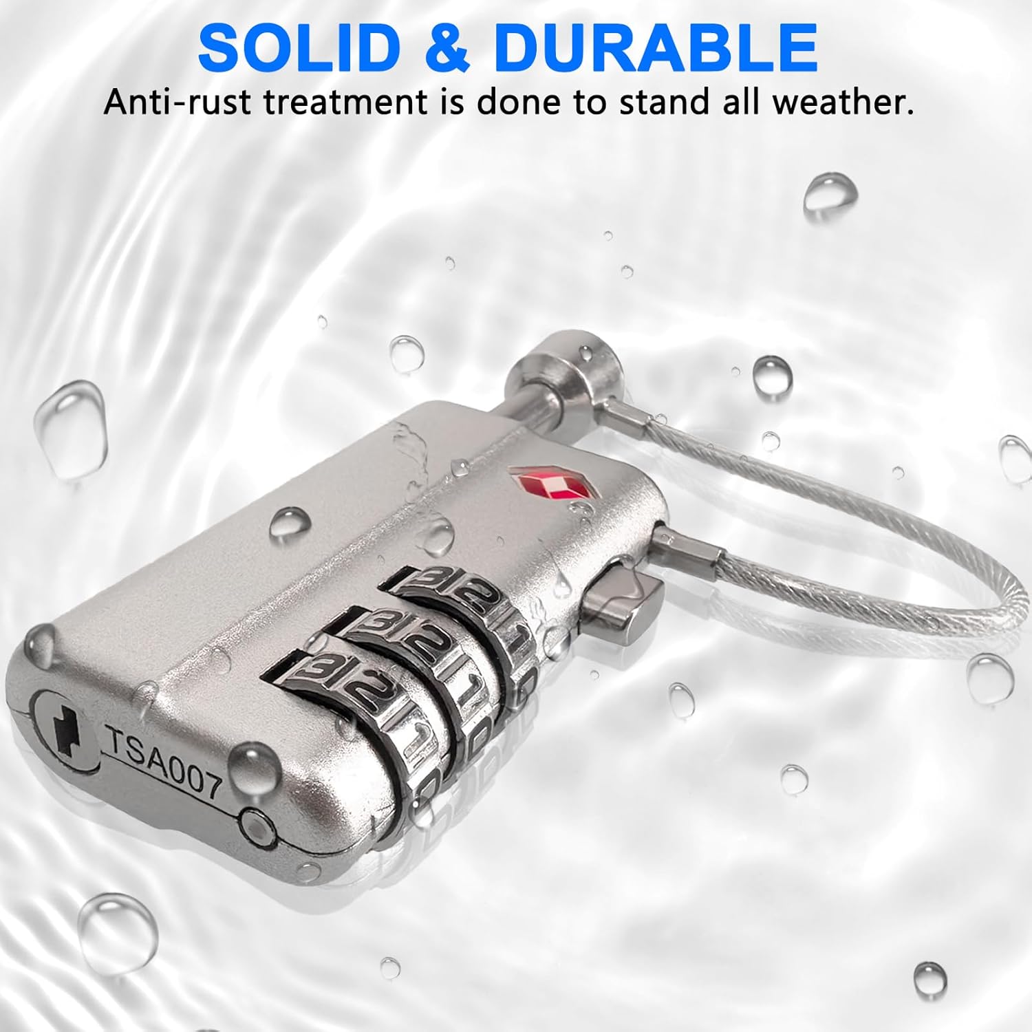 UPGRADED LAFENLIN Gun Case Lock - Adjustable Alloy Handle, TSA Approved Gun Safe Locks, High Security Cable Gun Locks, Secure Code Locks for Gun Case, Firearm Case, Toolbox, Travel Luggage, Silver -4P - Image 6