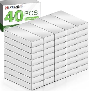 MIKEDE Rare Earth Bar Strong Magnets Neodymium Heavy Duty for Fridge DIY Craft Science，40 Pcs 30x10x5 mm