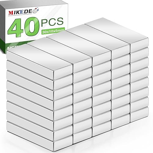 Miniatura 13 de MIKEDE Imanes de neodimio de tierras raras, paquete de 20 barras de imanes fuertes y resistentes, potentes tiras magnéticas con respaldo adhesivo de