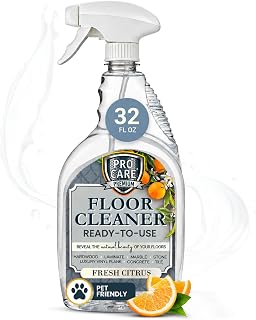 ProCare Citrus Floor Cleaner (Made in USA) | Streak Free Cleaner for Tile, Stone, Laminate, Vinyl & Natural Wood Floor Cleaner for Mopping, Floor Cleaning Solution with Citrus Aroma -32oz Spray Bottle