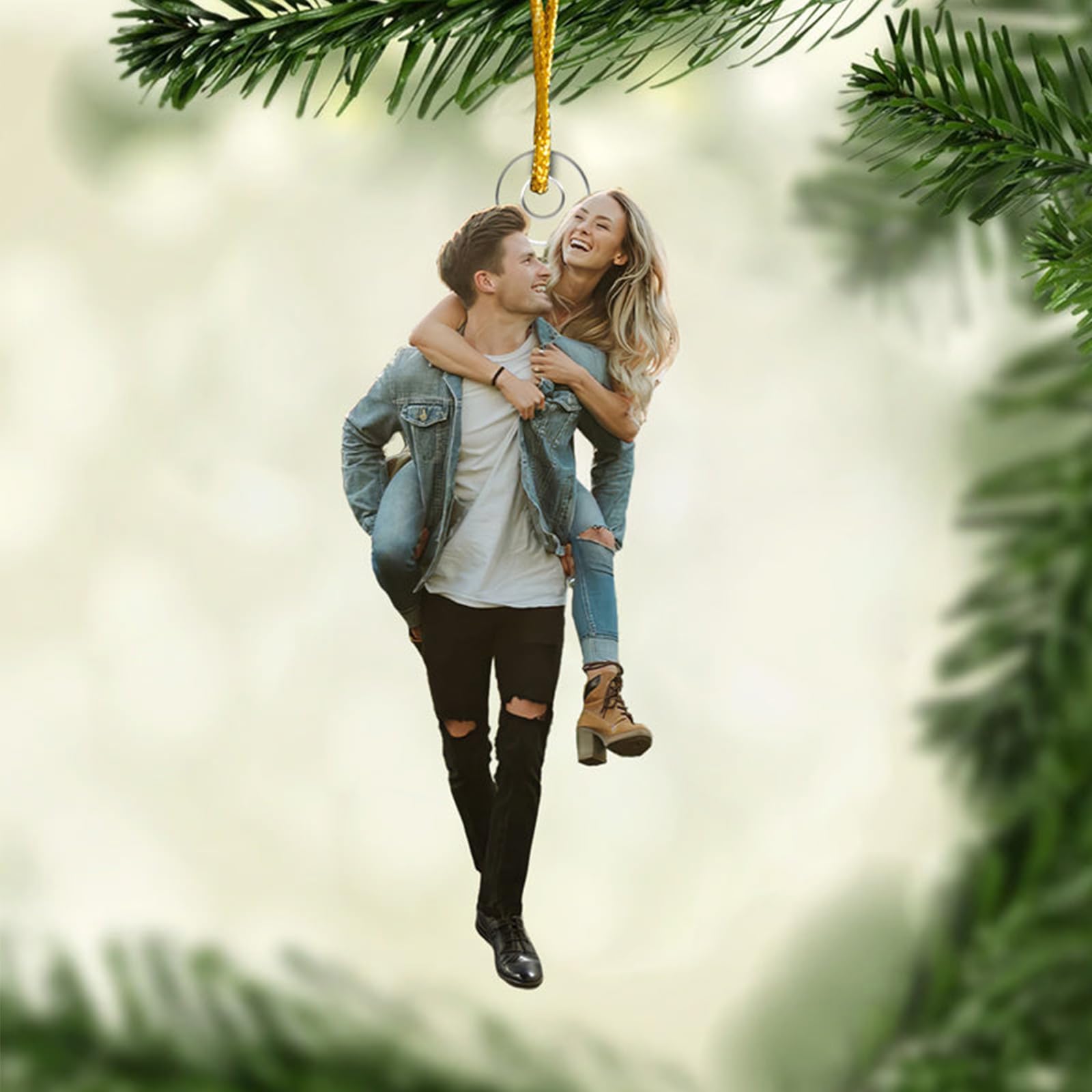 DPDP Adorno de Navidad Personalizado, Adorno para Árbol de Navidad Personalizado con Foto, Decoración de Navidad para Casa, Regalos Personalizados Navideños