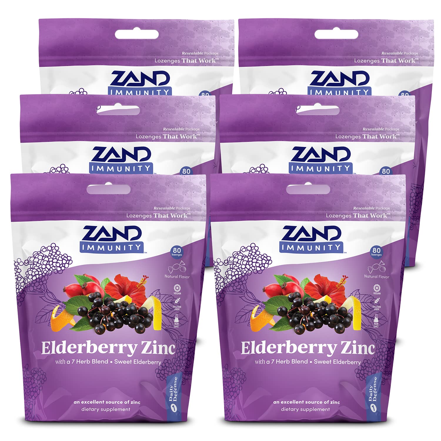 Zand HerbaLozenge Elderberry Zinc GoodforYou Lozenges for Dry