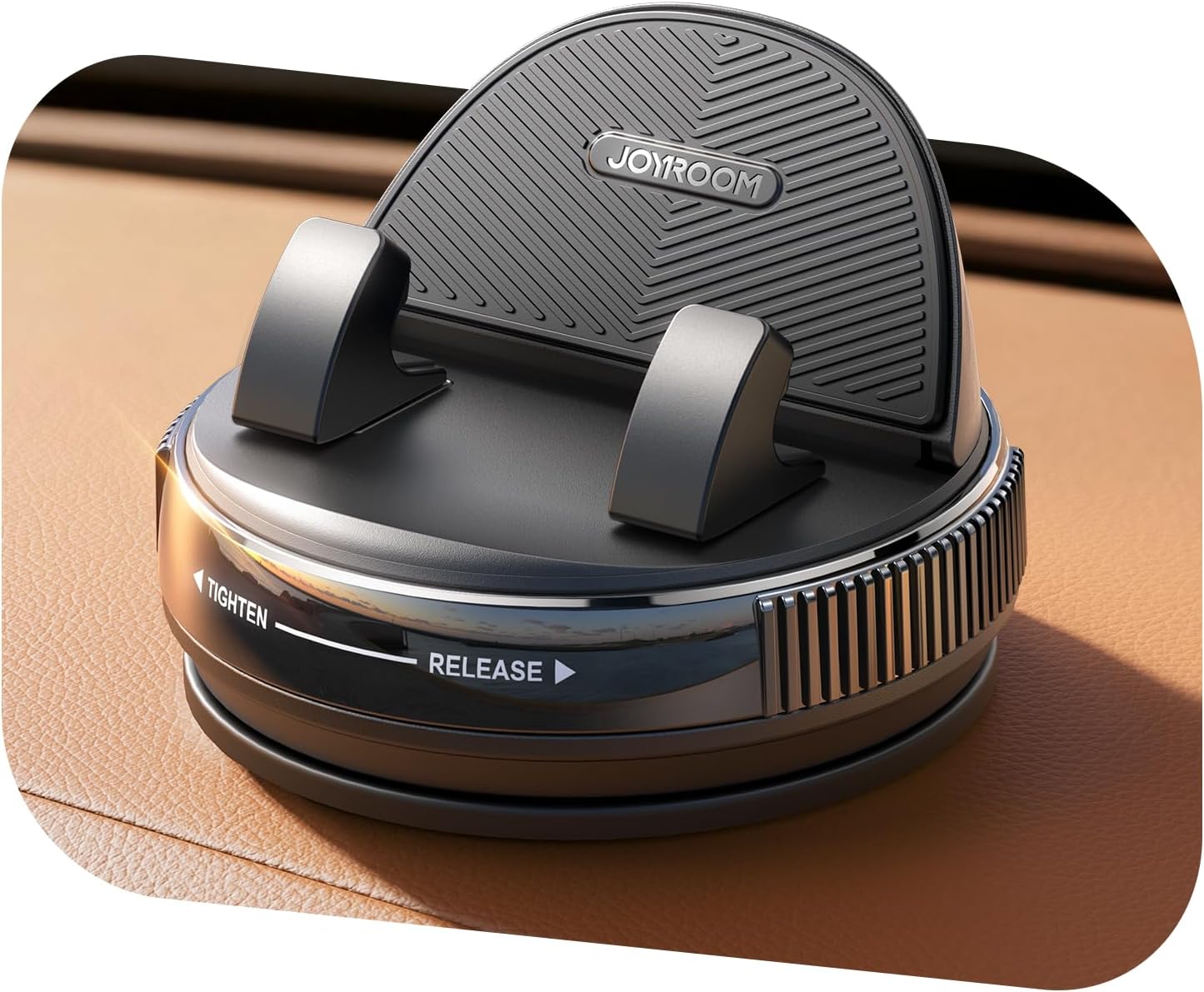 JOYROOM Car Phone Holder Mount, [360° Rotation+Thick Case Friendly] Cell Phone Car Mount with Adjustable Spring Clip, Universal Dashboard Phone Holder Anti-Slip Silicone for iPhone (Black)