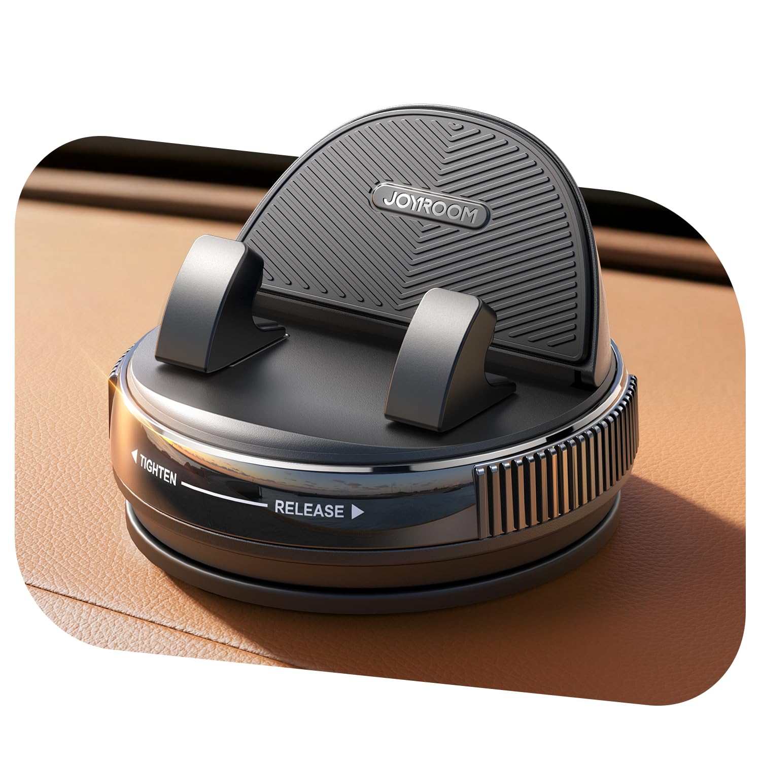 JOYROOM Car Phone Mount, [360° Rotation+Thick Case Friendly] Cell Phone Car Holder with Adjustable Spring Clip, Anti-Slip Silicone Universal Dashboard phone holder for Car for iPhone, Smartphones, GPS