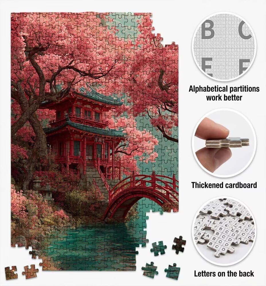 Brzoskwiniowe Kwiaty Mostu, Klasyczne Puzzle 2000 Dorosłych BLQSBGA7-394 | Wyzwanie Zagadki, Gry Logiczne Cała Rodzina, Stres, Wystrój Domu Miłośnicy Puzzle