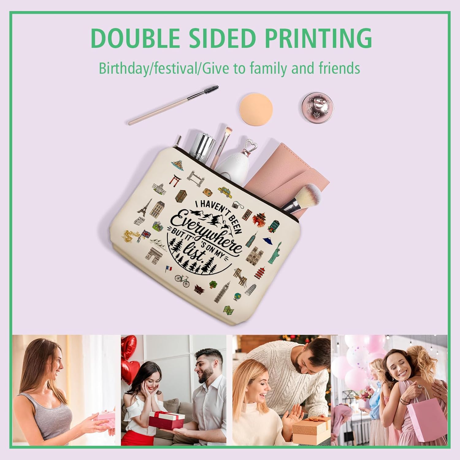 World Travel Gift Makup Bag I Haven't Been Everywhere But It's On My List Cosmetic Bag for Travelers Women - Image 6