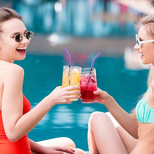 Miniatura 6 de 12 puntas de silicona reutilizables para pajitas de goma de grado alimenticio, puntas de repuesto para codo flexible de color morado, para popotes