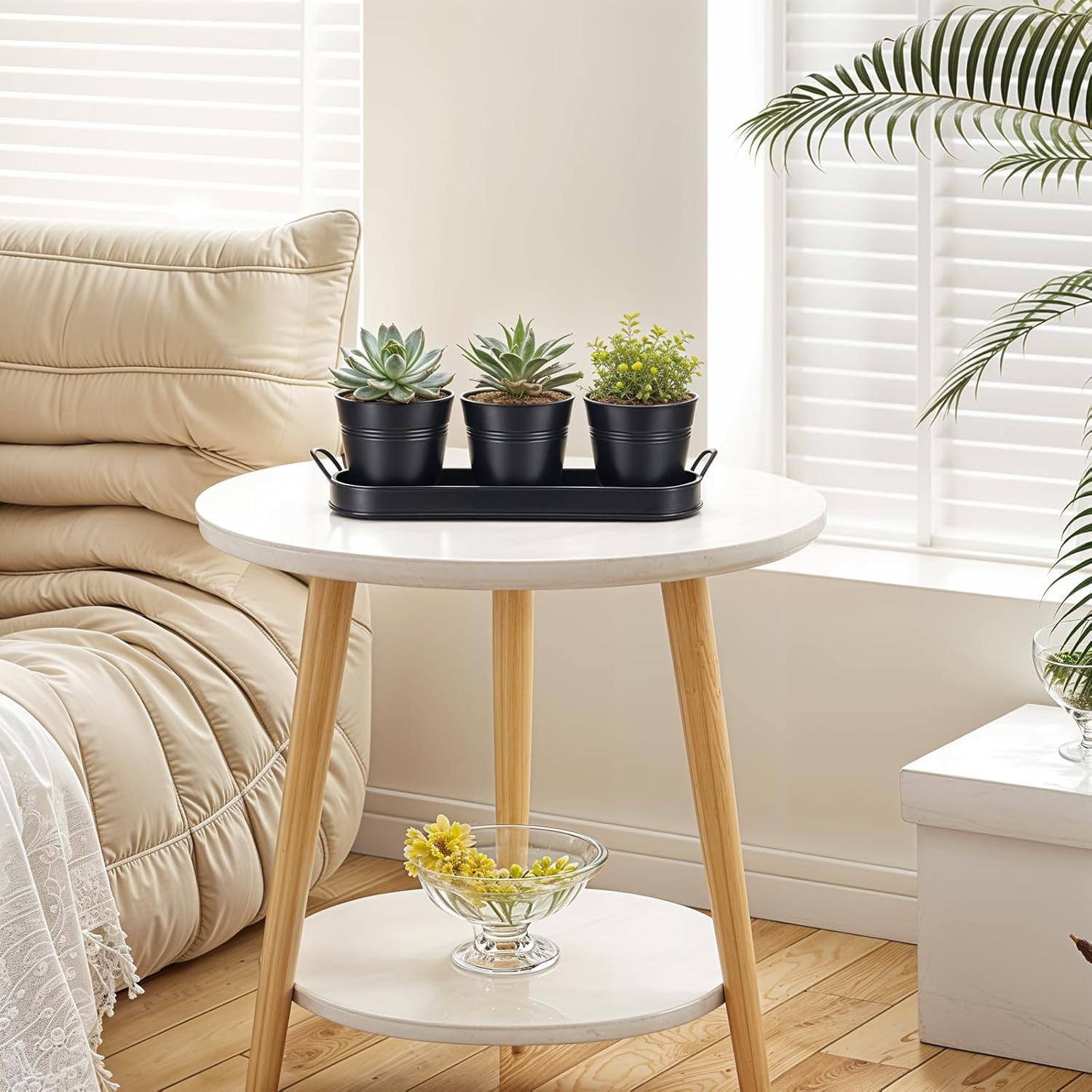 2 Sets Herb Planter with Tray Metal Herb Garden Planter with Drainage Farmhouse Windowsill Pots for Indoor Plants Flower Succulent Outdoor Kitchen Apartment Balcony Window (Black)