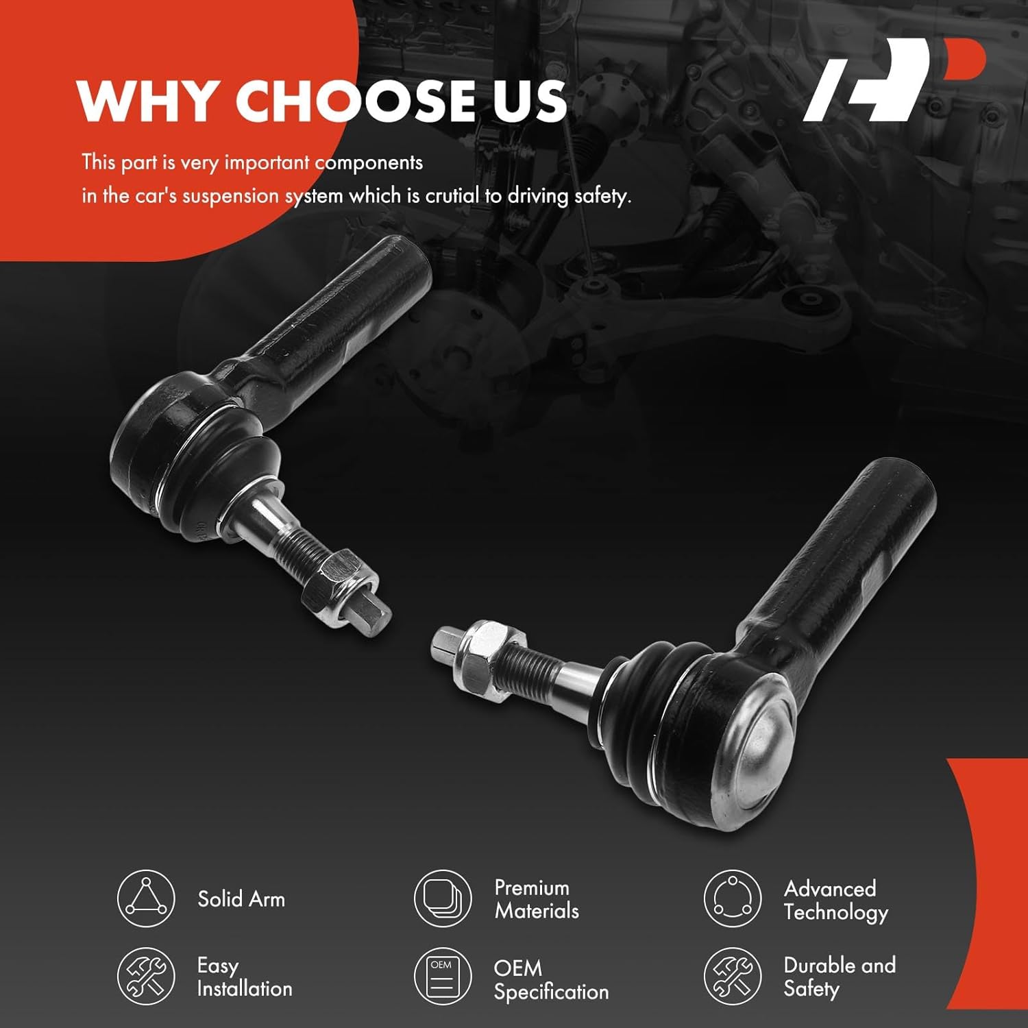 A-Premium 2 x Front Outer Tie Rod Ends, Compatible with Dodge Dakota 00-10, Charger 06-10, Challenger 08-10, Durango 00-03, Magnum 05-08, Chrysler 300 05-10, Ram Dakota 11, Mitsubishi Raider 06-09