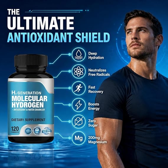 Hydrogen Water Tablets, H2 Molecular Hydrogen Tablets for Drinking Water, 120 Count Vegan for Cellular Energy Support and Antioxidant, Rapid Dissolution & Non-GMO