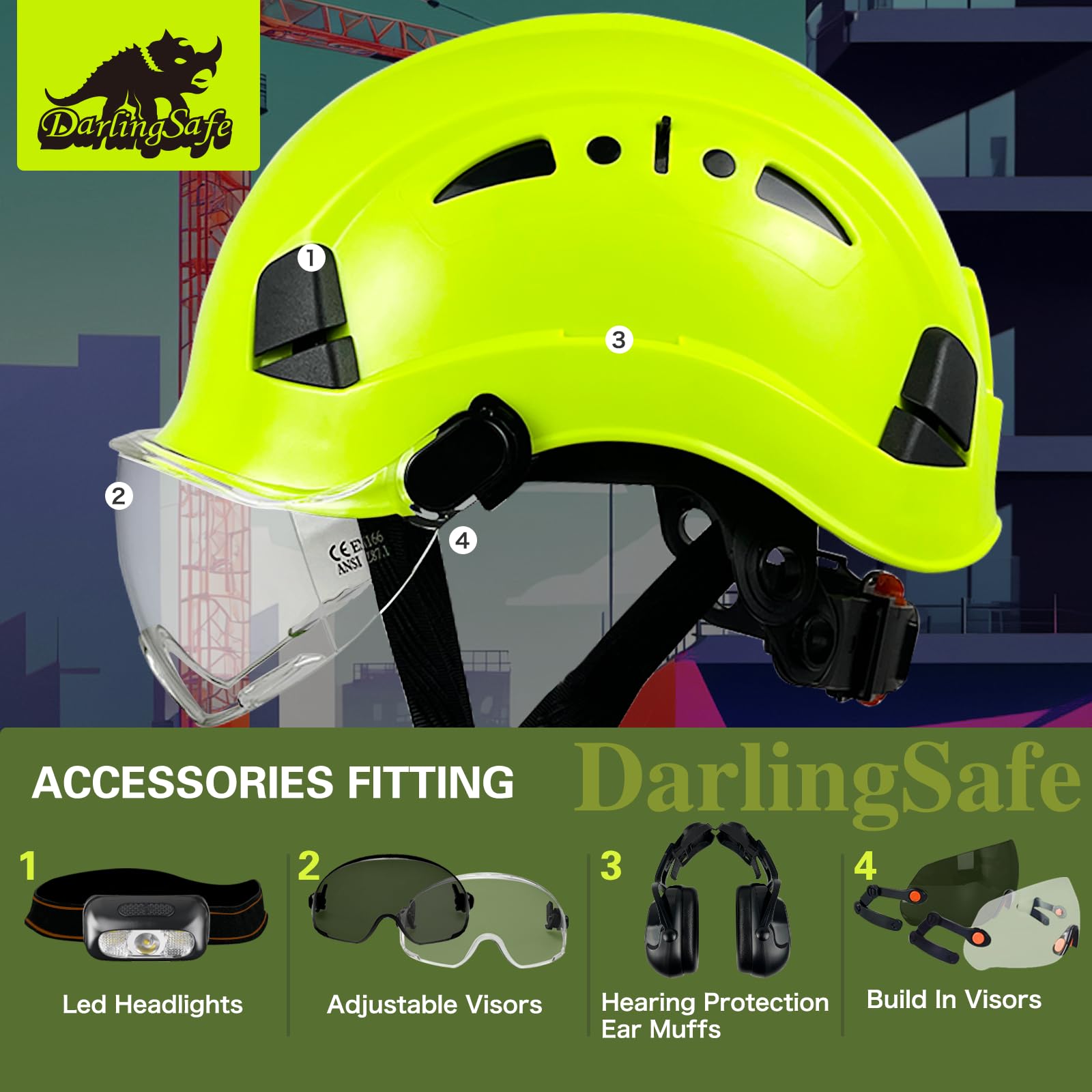 Forestry Helmet With Face Shield And Ear Muffs,LOHASPRO Safety