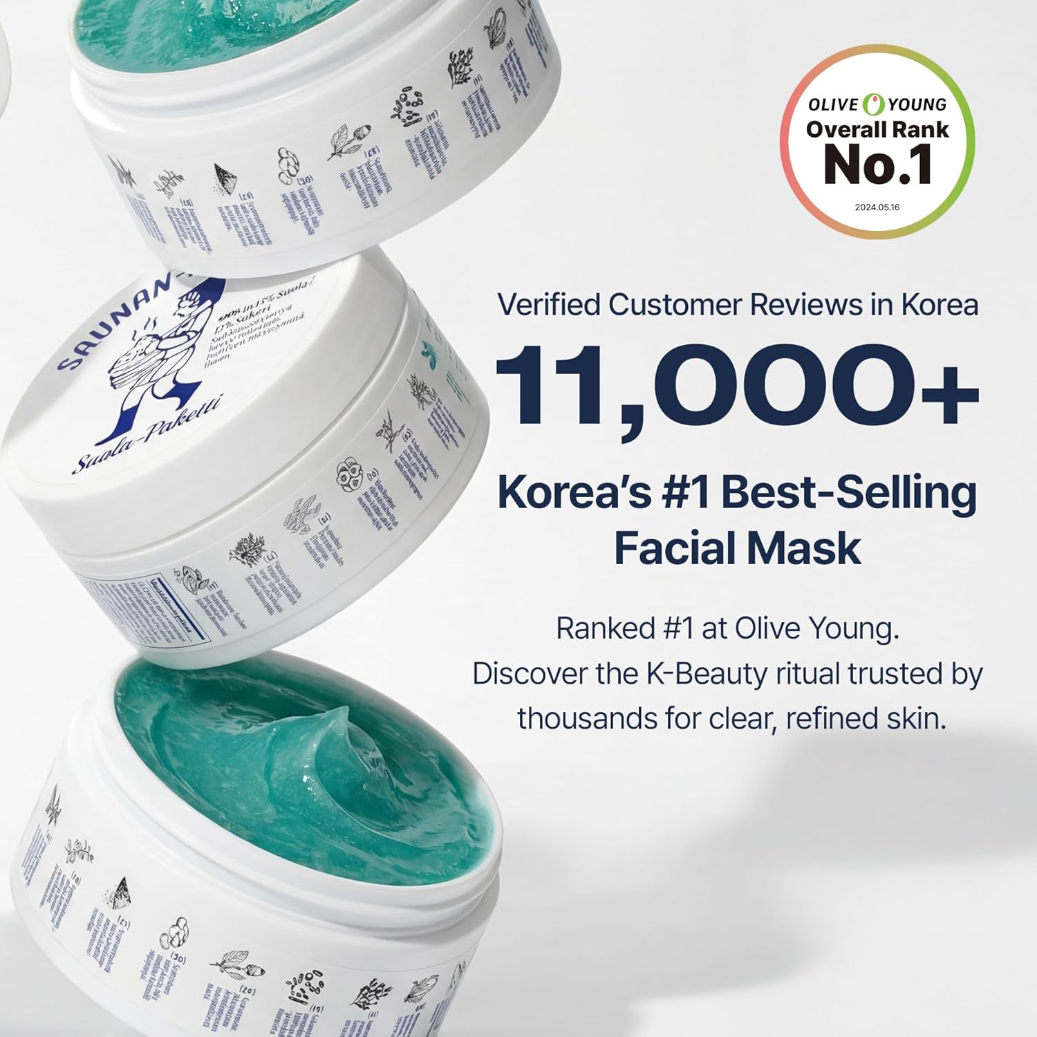 Saunan Heating Salt Mask | Self-Warming Wash Off Mask for Pore Tightening & Sebum Softening | 13% Salt, Birch Sap & Blueberry Extract | Gentle Exfoliation | Korean Skin Care (3.17 fl oz)