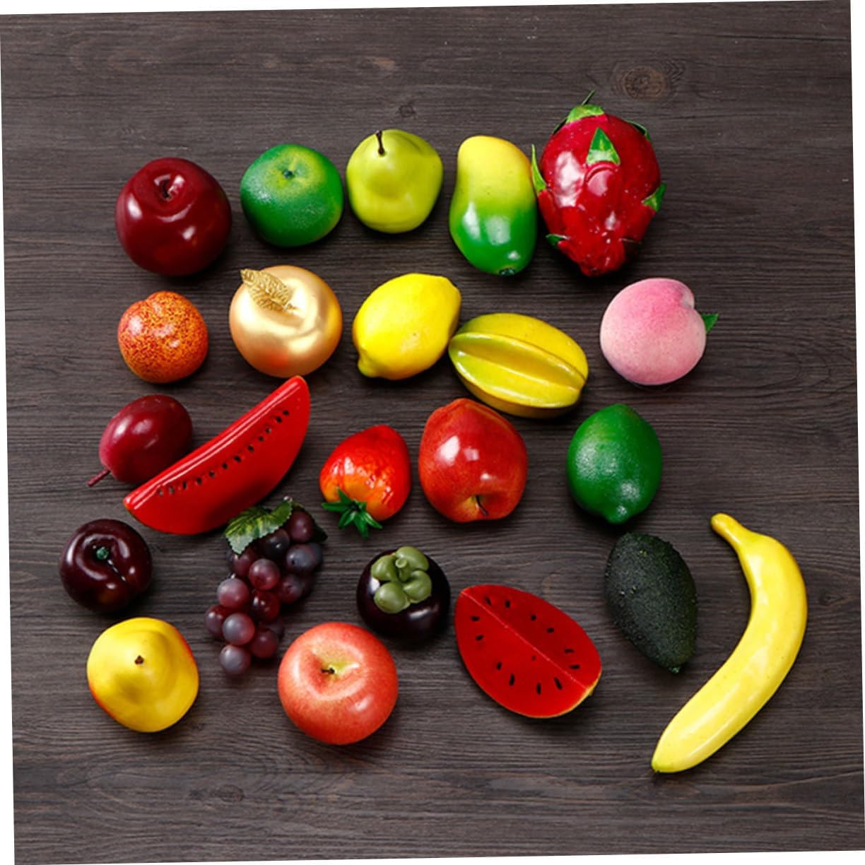 20pcs Realistic Fruit Vegetable Models Artificial Fruit Props for Decor Photo Shooting Random Style