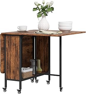 HOMCOM Mobile Drop Leaf Table Folding Kitchen...,