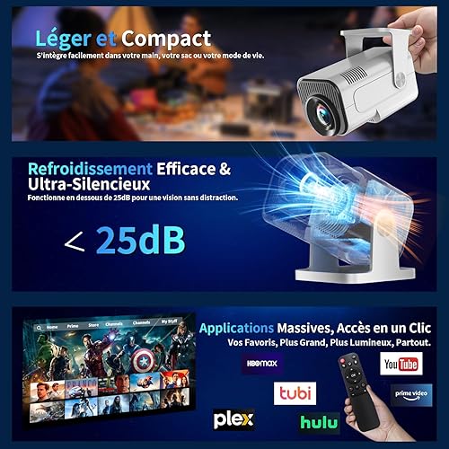 Miniatura 5 de Proyector 2026 actualizado Mini proyector compatible con 4K 1080P Keystone automático 270 giratorio con WiFi 6 y Bluetooth 5.2 proyector portátil