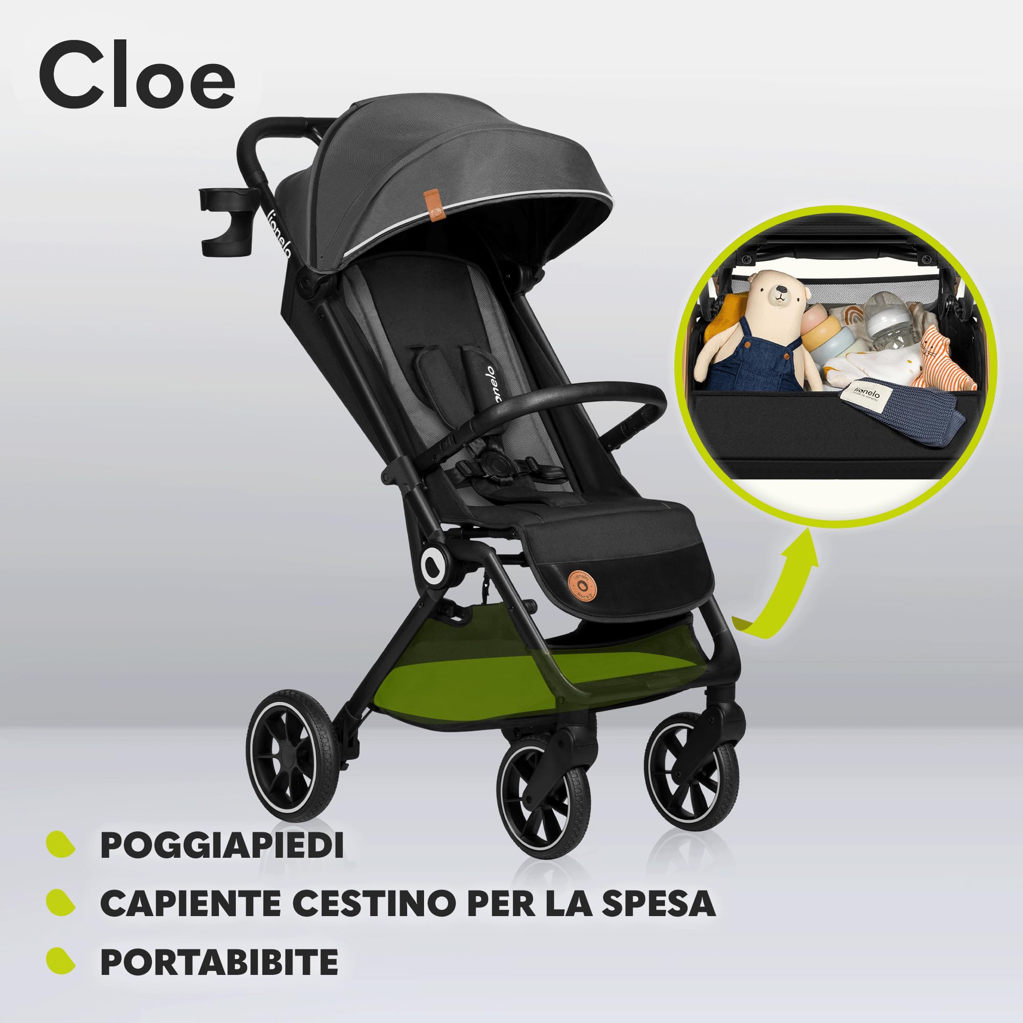LIONELO Cloe Passeggino Leggero e Pieghevole per bambini da 6 a 48 Mesi