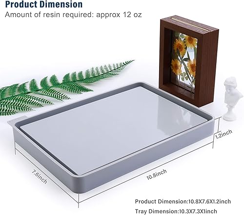 Miniatura 3 de Molde de bandeja para molde de bandeja de silicona de resina con lados para resina epoxi, superficie brillante y duradero, 10.43 x 7.4 x 0.98