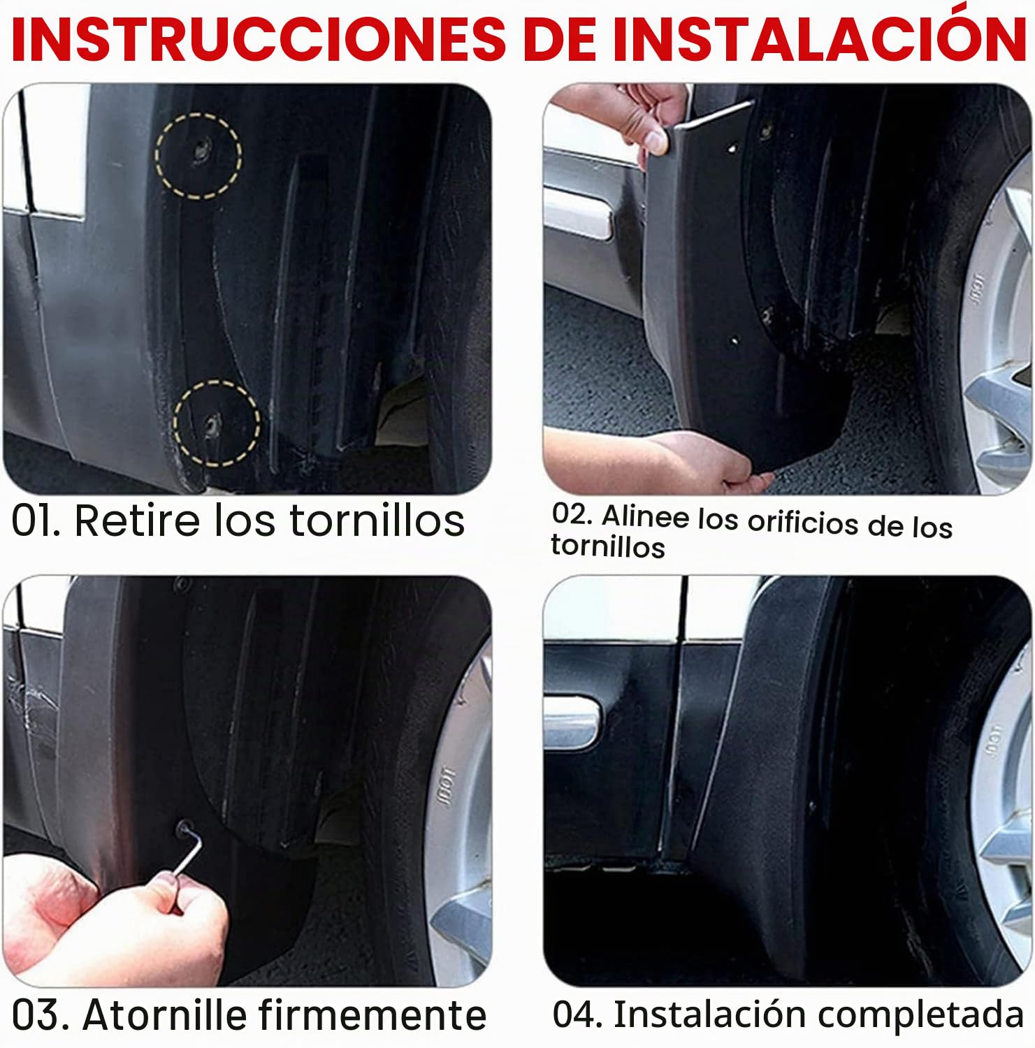 Coche Faldillas para Toyota Land Cruiser Prado 150 FJ150 2018-2010, Neumáticos Salpicaduras Barro Guardias, Guardabarros Delanteros Traseros Accesorios