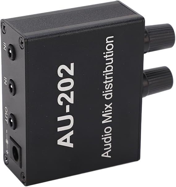 Audio Distribution Mixer, Mini Audio Distribution Mixer with Power Adapter, 100240V 2 in 2 Out Stereo Magnifier Audio Accessories, Mixers (US Plug 100240V)