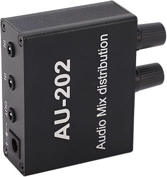 Audio Distribution Mixer, Mini Audio Distribution Mixer with Power Adapter, 100240V 2 in 2 Out Stereo Magnifier Audio Accessories, Mixers (US Plug 100240V)