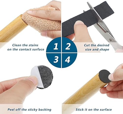 Vista 17 de Shappy Paquete de 2 tiras de fieltro con parte trasera adhesiva, rollo de cinta de fieltro, antideslizantes, autoadhesivas, para proteger suelos