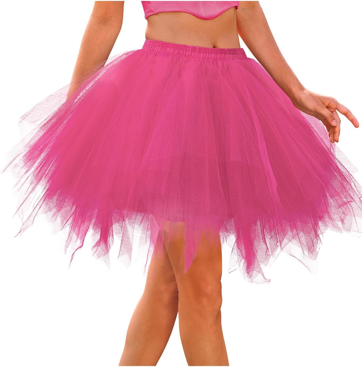 Womens Tutu Skirt Layered Tulle Dance Tutu Elastic Ballet Skirt Short Vintage Puffy Tutu