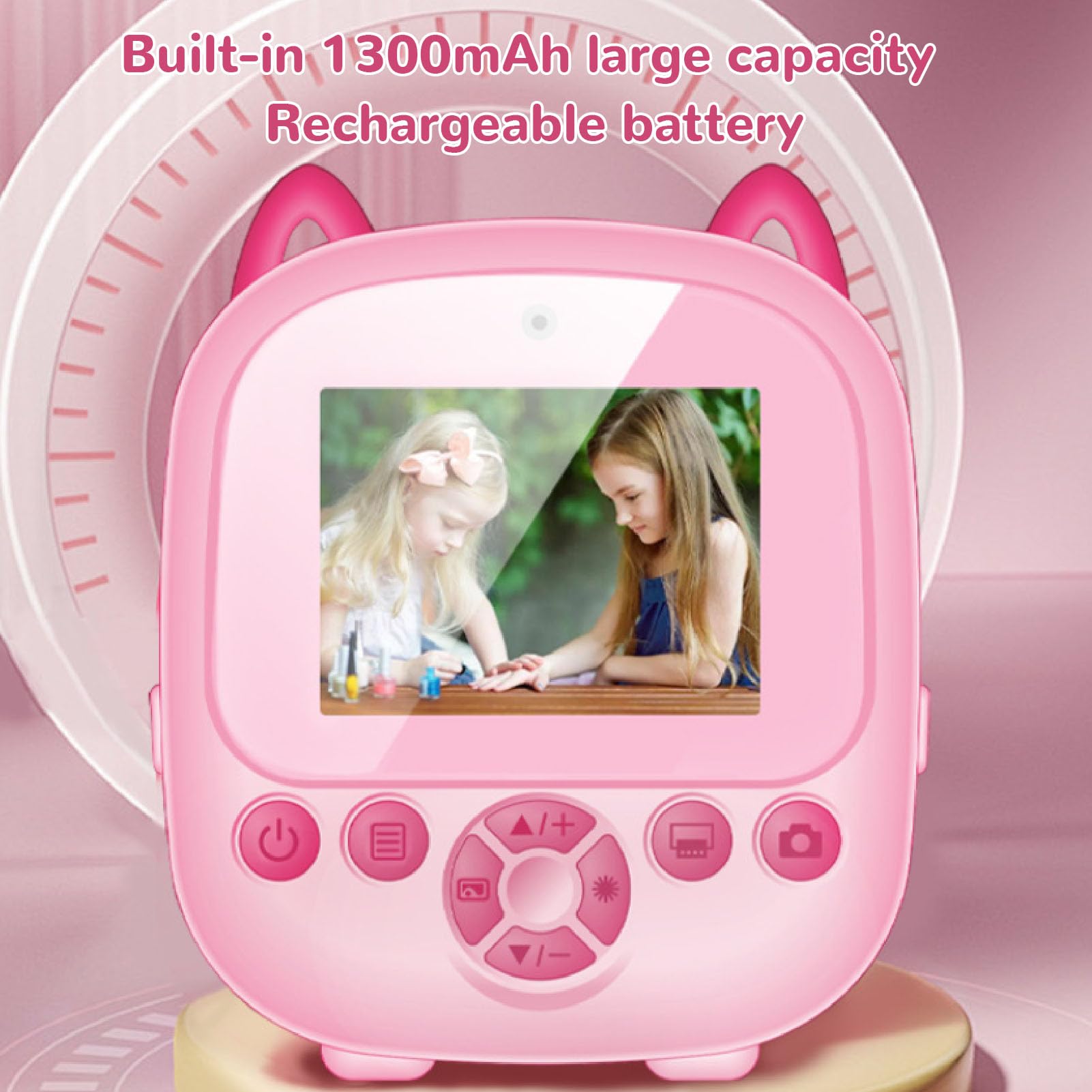 Sofortdruckkamera, 1080p 48 MP Vorne Heck -Dual -Selfie -Kamera mit 2,4 -Zoll -Bildschirm, 6X Digitalem Zoom, Thermisch (Rose)