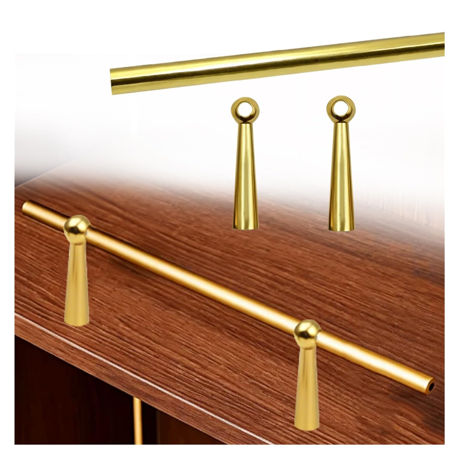 Hphdfs Style E Aluminum Shelf Guard Rail 20-100Cm, Decor Tipping Rails With 2 Spindles, Customizable Length Cabinet Guardrail Bar For Dressing Tables/Bedroom/Rv(,20Cm/7.9In)