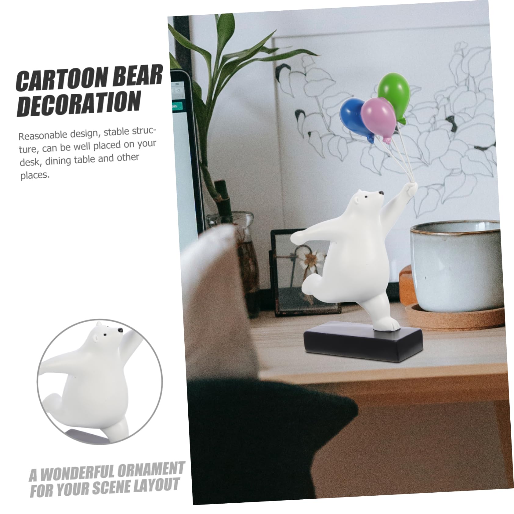 PRETYZOOM Figura de Oso Globo de Resina, Adorno de Escritorio 1 Pieza | Modelo Animal de Resina, Prop Fotográfico, Decoración para Dormitorio y Oficina en Casa