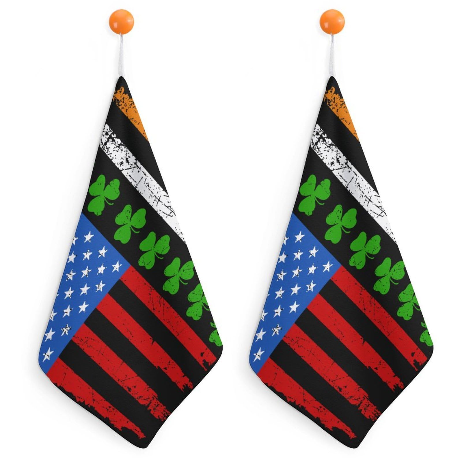 TXFBTRFSA Irish Americans-Flag Hand Towels with Hanging Loop Kitchen Towel Handkerchiefs Cleaning Cloths