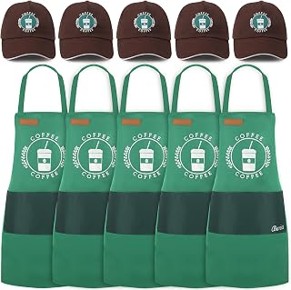 Barista Halloween Costume for Adult Coffee Costume Apron and Hat for Halloween Kitchen Cooking