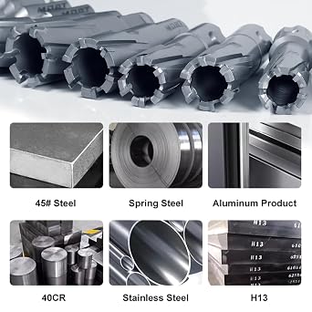 TCT Annular Cutter,8 PCS Carbide Tips Mag Drill Bits Kit, 2 Cutting Depth for Drill Press with 2 Pilot Pin
