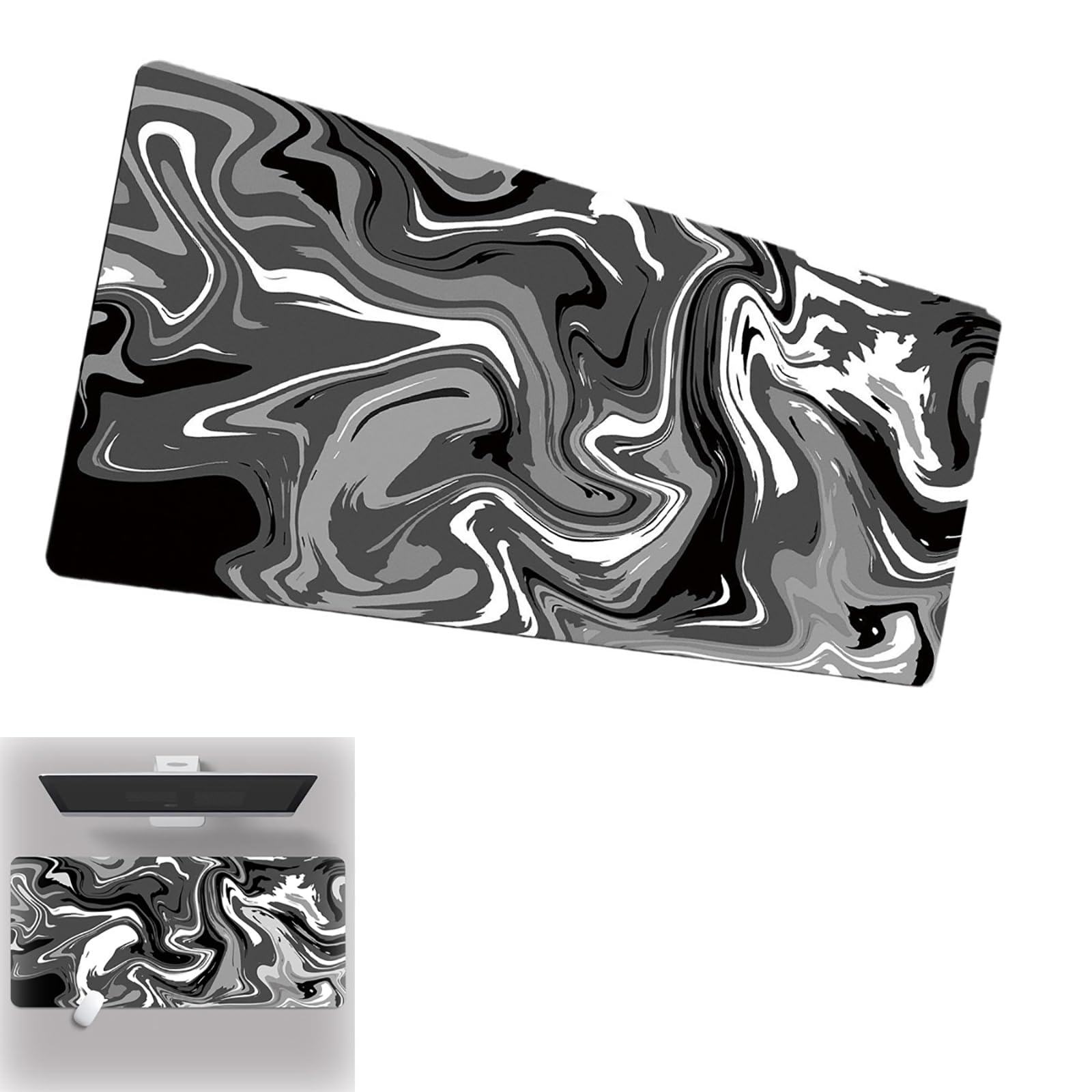 Duomama Large Extended Gaming Mice Pad - Fluid Pattern Design, 31.5x11.8inch - Smooth Surface for Precise Control - Suitable for Gaming, Office, and Home Use - Keyboard-Friendly Desk Micepad