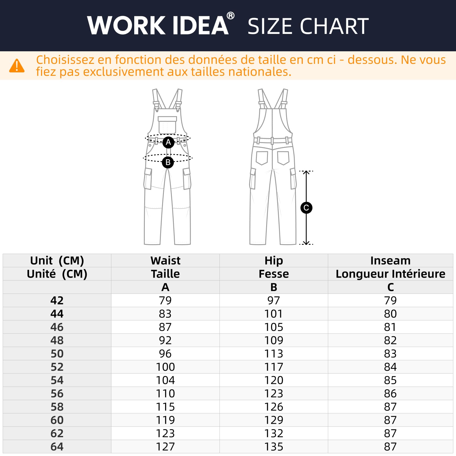 WORK IDEA Salopette de travail pour homme avec une bonne extensibilité, de nombreuses poches et une utilisation partielle du tissu Cordura pour une meilleure résistance à l'abrasion, adaptée à
