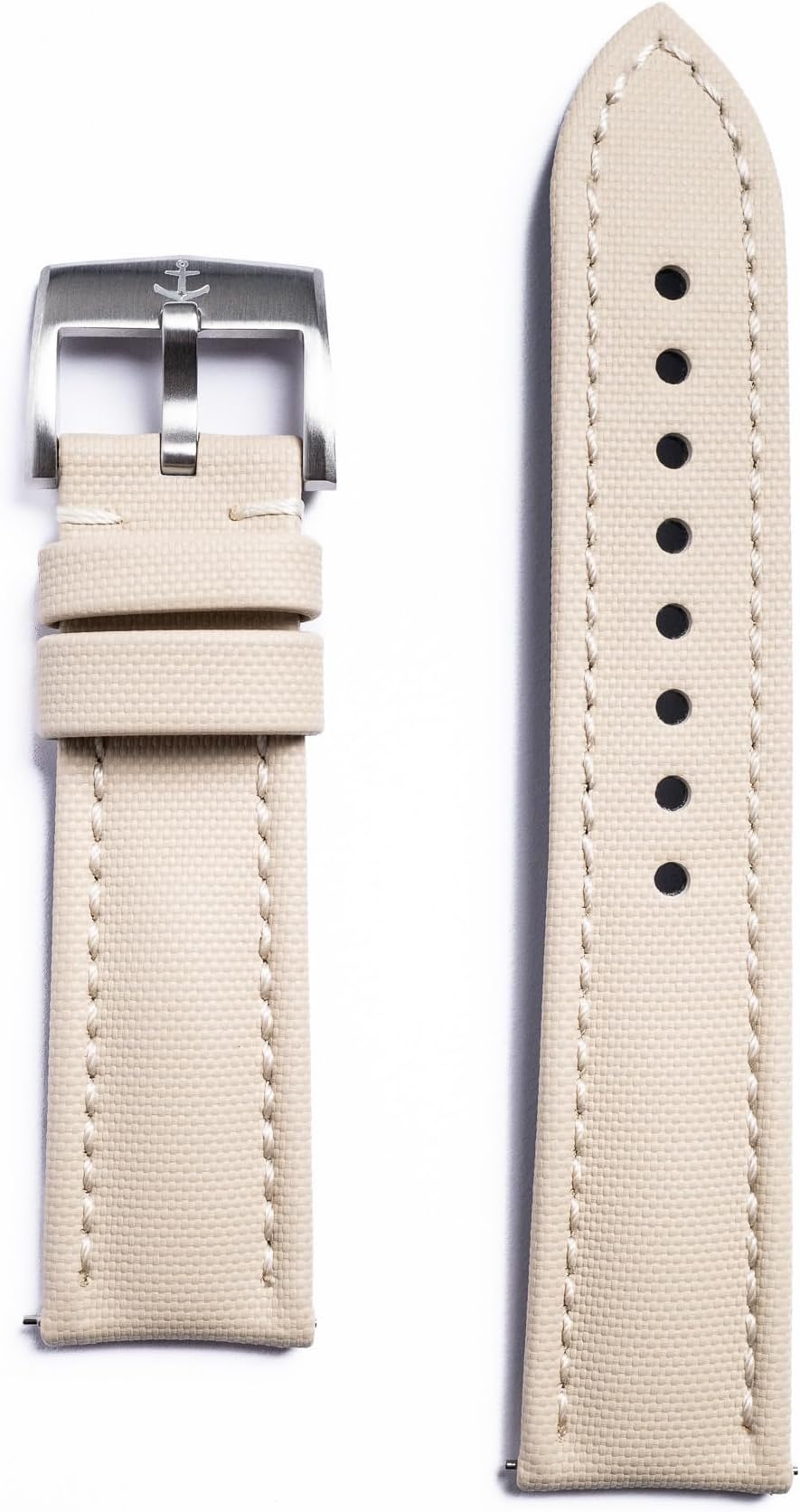 Anchor Strap Co | Classic Sailcloth Watch Strap | Marine-Grade Outer + Caoutchouc Rubber Lining | Water-Resistant | Brushed 316L Stainless Steel Buckle | Fits 6.25–8.25in Wrists