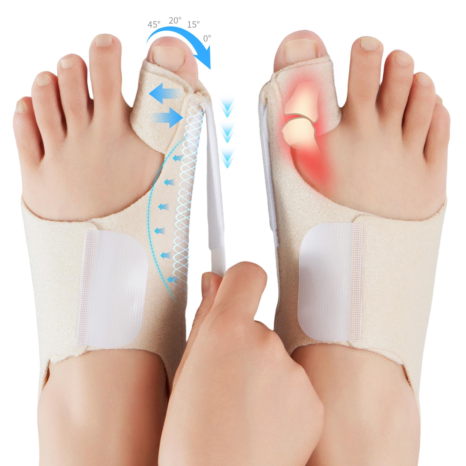 Corrector de Juanetes para Mujer y Hombre – Separador Dedos Pie Ajustable con Almohadilla de Gel para Aliviar el Dolor de Juanetes – Talla Única, 1 Par