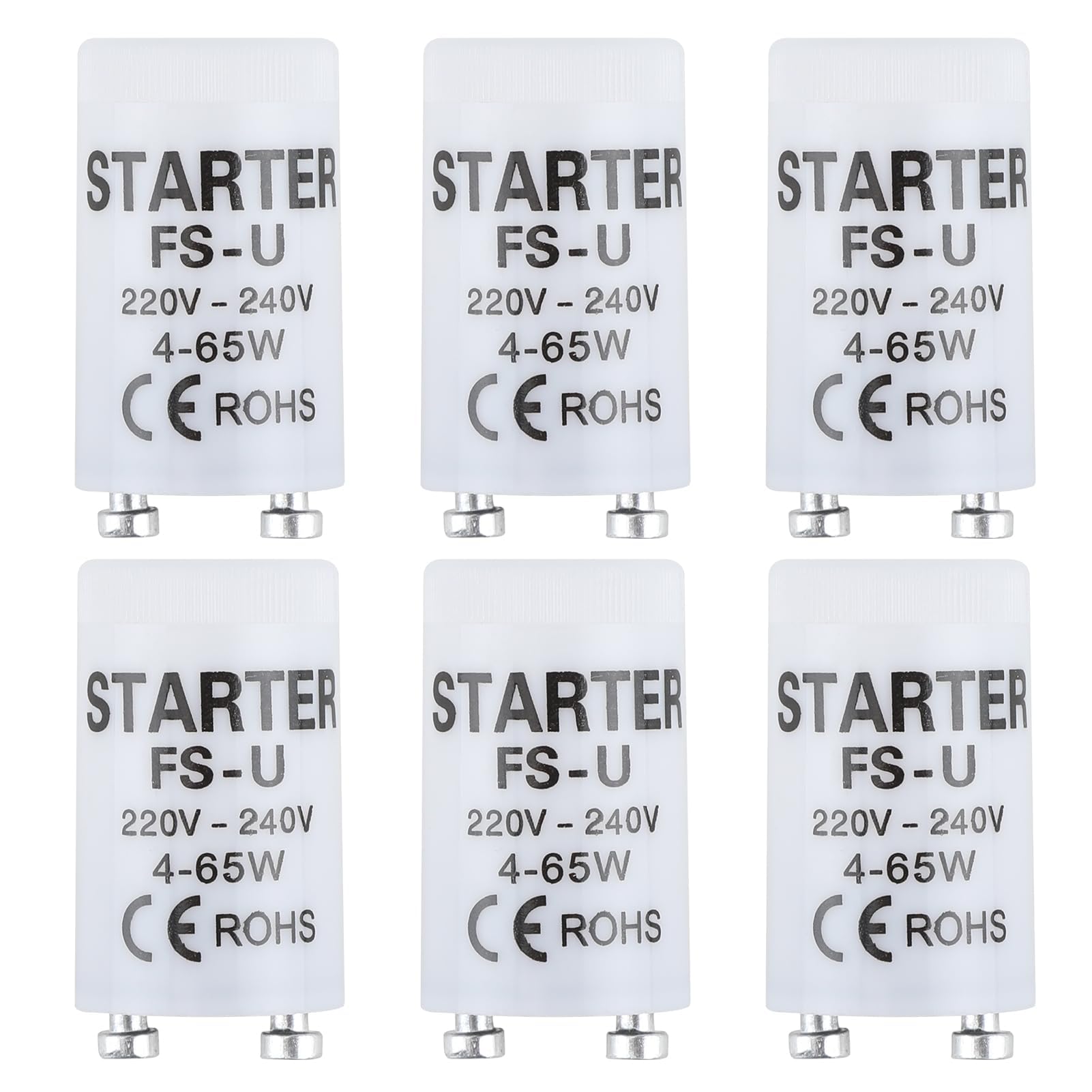 6 Starter Leuchtstoffröhre, Universalstarter für Leuchtstoffröhren ST111, 4-65W, 220-240V, Langlebiger und zuverlässiger Starter für Leuchtstofflampen, Geeignet für Haushalt und Gewerbe (6 pcs)