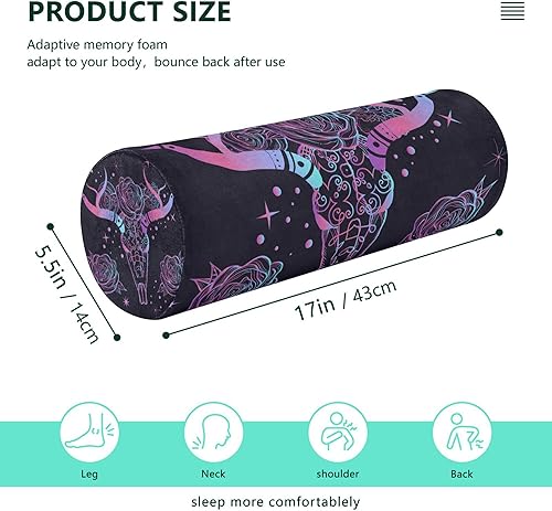 Miniatura 2 de Abstract Tapestry with Bull's Skull Bohemian Yoga Meditation Bolster Pillow Foam Neck Roll Pillow Round Pillows Decorative for Round Pillow Covers