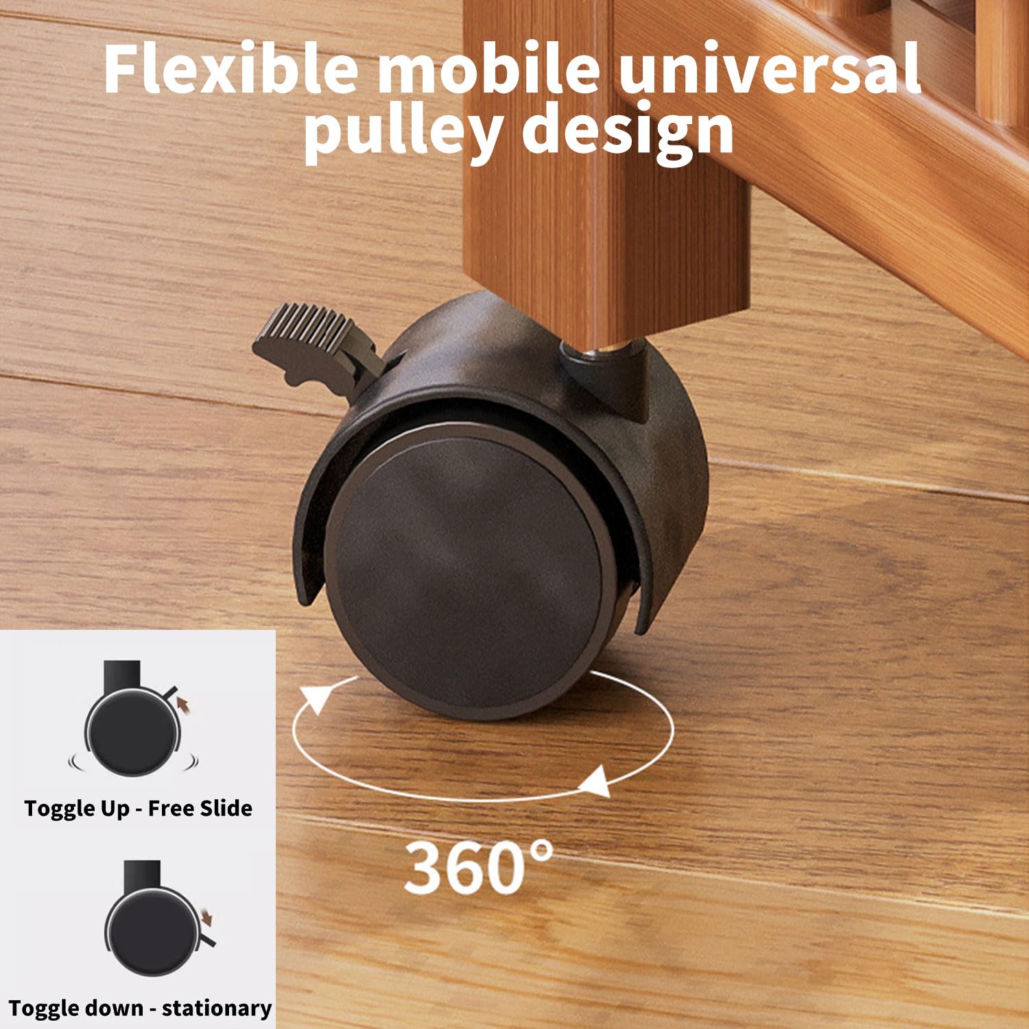Carro de servir con ruedas, carrito de cocina de madera, 3 estantes, carrito móvil multiusos para cocina, baño, pasillo y balcón, carrito auxiliar para ahorrar espacio
