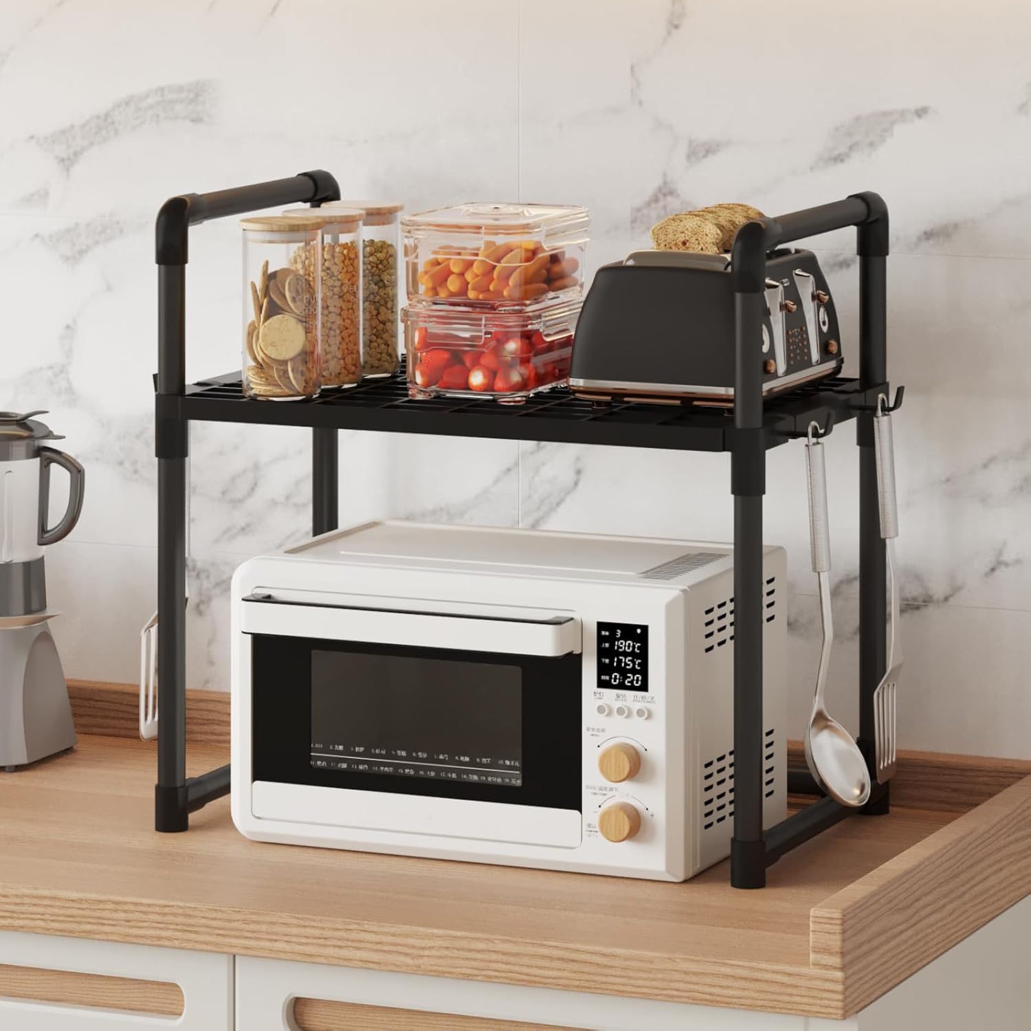 YouCopia Store Metal Premium Microwave Stand for Kitchen Platform | Multipurpose Rack for Storage | Oven Stand & Microwave Storage Rack | Air Fryer Stand | Mixer Grinder (2-Layer)