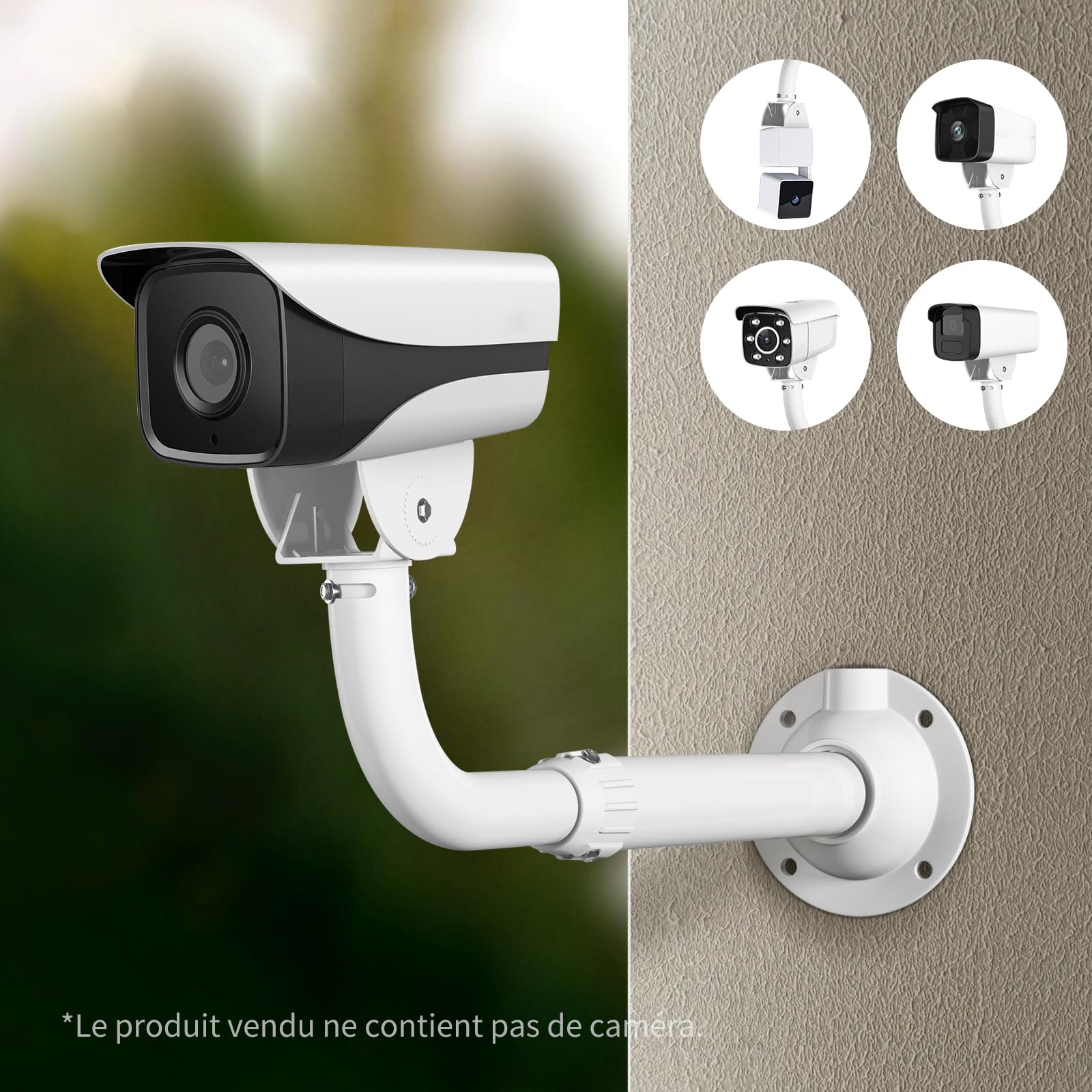 Support Mural Extensible en métal Solide pour caméras de Surveillance de sécurité, Support de Montage réglable de 30-60cm pour caméra de sécurité CCTV IP, Montage Mural et Plafond, J-Pole