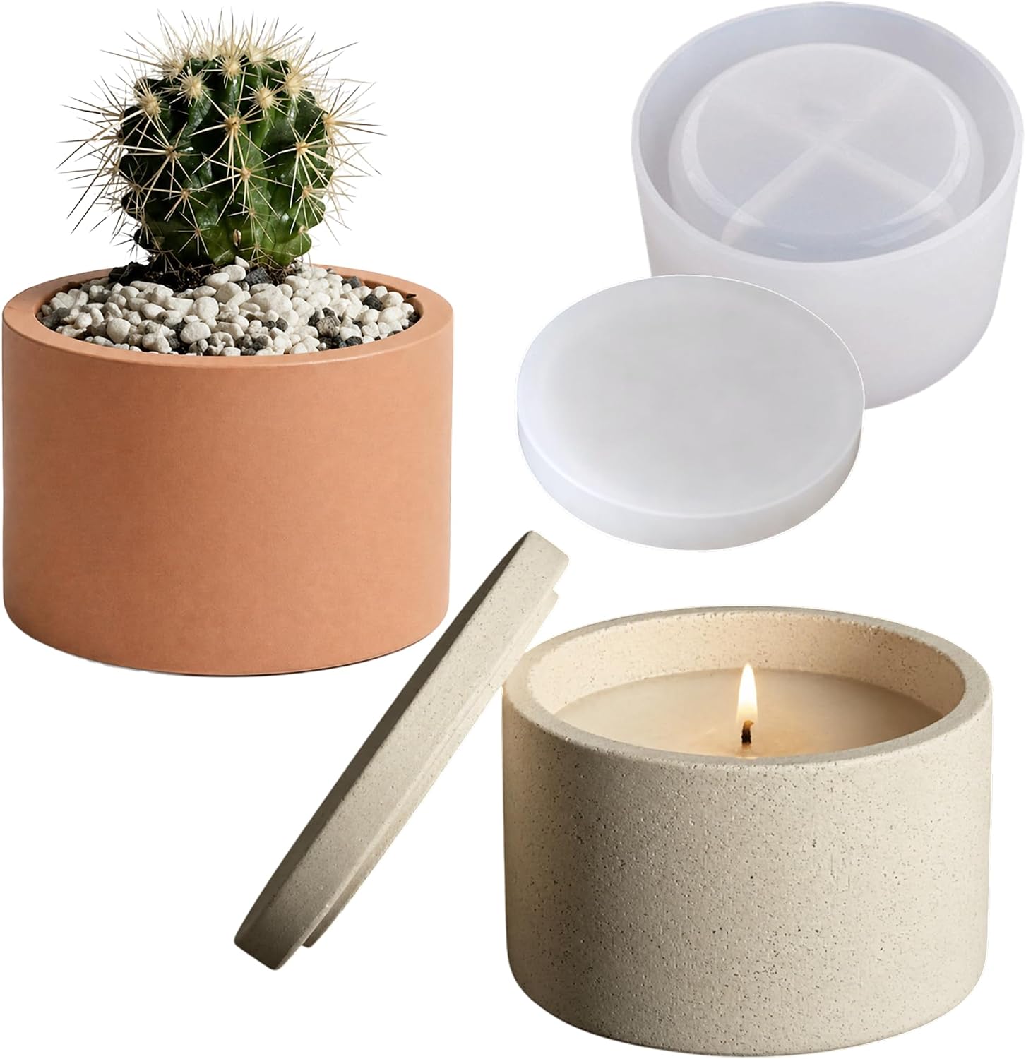 Silicone Candle Jar Mold with Lid, Round Container Mold for Resin, Wax, Plaster & Concrete, DIY Candle Holder & Storage Box – Form Me