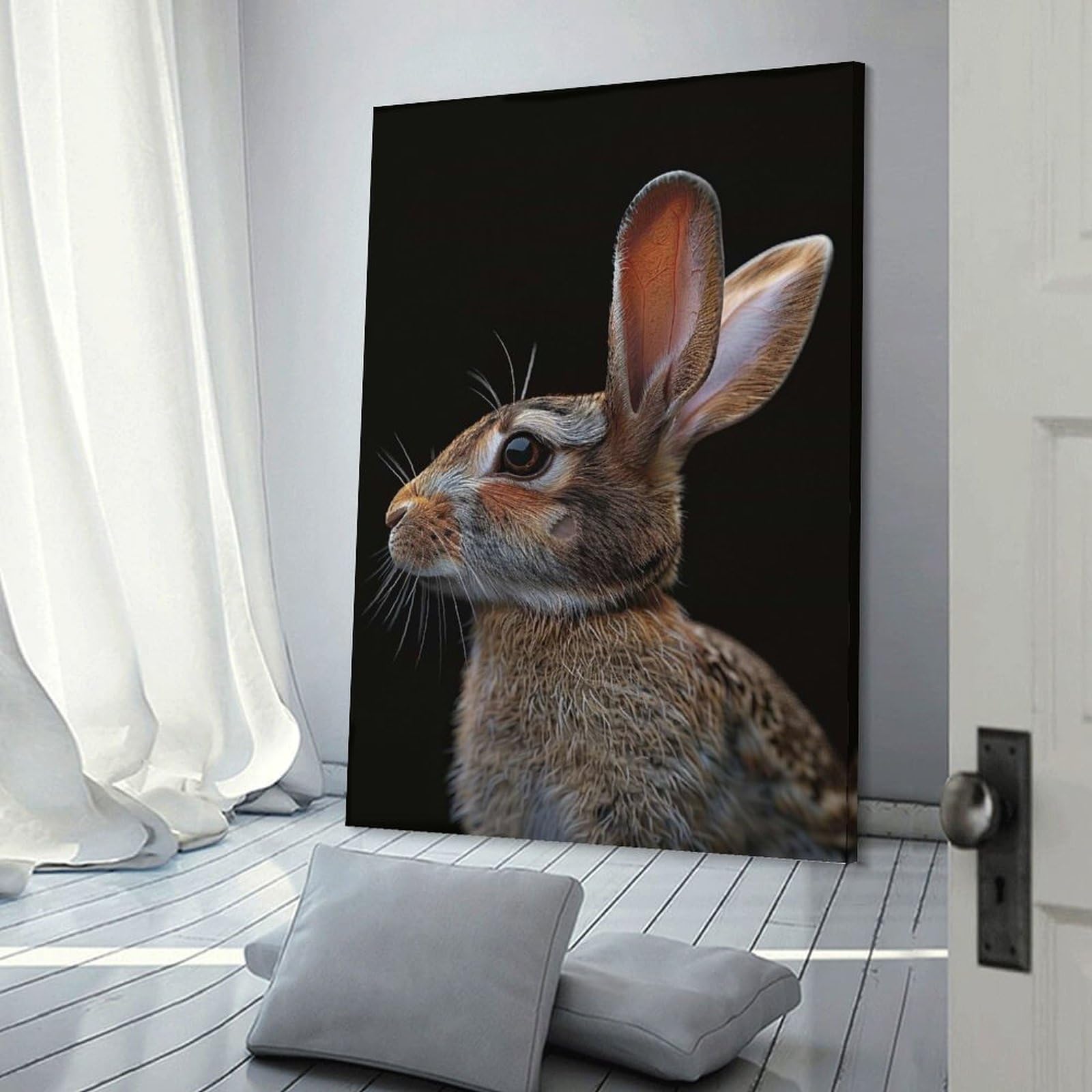 Junmoney Canvas Art Print Rabbit, 24x36inch(60x90cm), for Office, Study Or Home Workspace, Home Office Artwork with Decorative Appeal