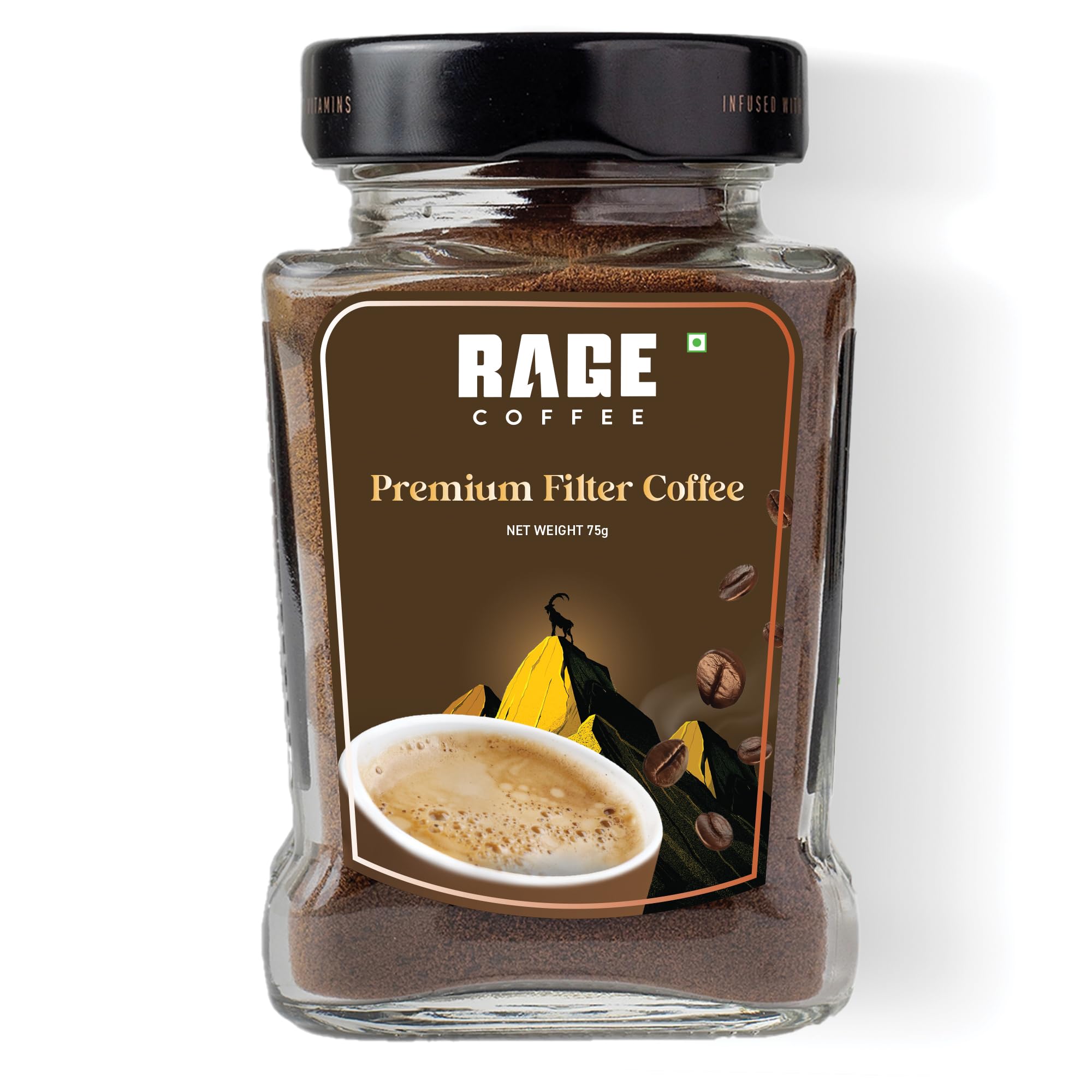 Rage Coffee Premium Filter Coffee Powder |Arabica & Robusta Coffee Powder with Chicory | Rich & Strong Blend of Coffee - 75g