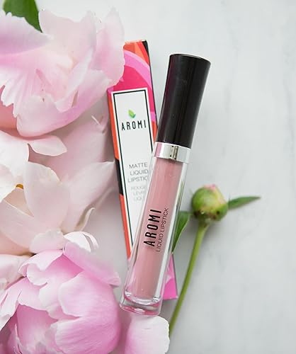 Vista 16 de Aromi Lápiz labial líquido Pink Nude mate, color beige rubor, lápiz labial de larga duración, vegano, libre de crueldad, uso durante todo el día