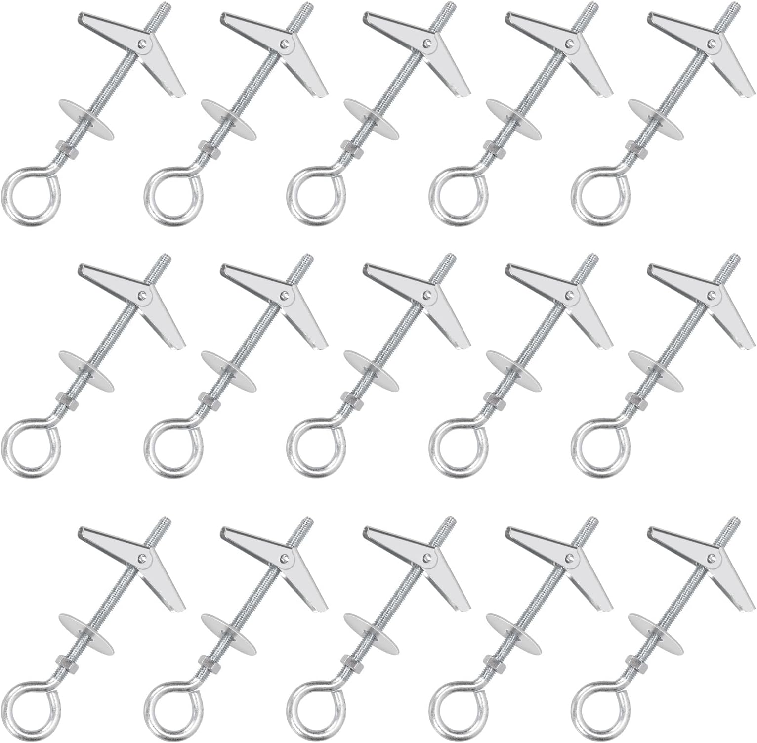 15Pcs M5 O-Shaped Eye Bolt Toggle Anchor Assortment Kit Toggle Anchors Spring Toggle Wing Bolts Heavy Duty Eye Bolt Butterfly Toggle Anchors for Drywall Hanging Plants