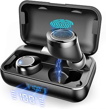 TWS Earphones Wireless Earbuds Compatible with FairPhone 4/5, Headphones True Stereo Headset Hands-Free Mic Charging Case